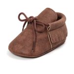 Z-T Unisex Baby Boys Girls Moccasins PU Tassels Prewalker Anti-Slip Soft Sole Crib Shoes (4.72 Inch (6-12 months), Dark brown)