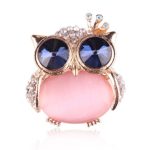 Born Beauty Cute Crown OWL Crystal Brooches Pins With Diamond For Couple Decoration – 2pcs/pack
