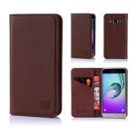 Samsung Galaxy J3 (2016) Leather Wallet Case Designed by 32nd, Classic Design With Card Slot and Magnetic Closure – Dark Brown