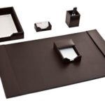 Dacasso Dark Brown Bonded Leather Desk Set, 5-Piece