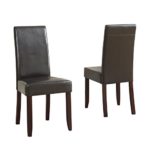Simpli Home Acadian Pu Leather Parson Dining Chairs, Dark Brown (Set of 2)