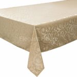 Elegant Home Light Brown Taupe Tan Floral Jacquard Rectangle Tablecloth Heavy Weight Fabric Table Cover for Kitchen Dinning Tabletop Linen Decor (60″ X 90″)