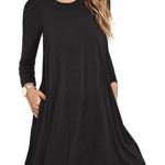 Aserlin Women’s Long Sleeve Casual Loose T-shirt Dress with Pockets