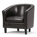 Simpli Home Austin Faux Leather Accent Tub Chair, Dark Brown
