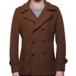Match Mens Wool Classic Pea Coat Winter Coat (Small, 010-Brown)