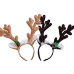 2 Pack Christmas Reindeer Antler Hairband Deer Horn Heaband, Christmas Decorations Ornaments Cosplay Costume for Christmas Party Easter Day Party, Deep Brown & Light Brown