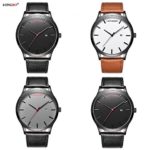 TYF Men Classic Watches Leather Strap Simple Dial Date Calendar Analogue Display Wrist Watch