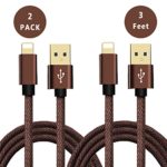 2Pack 3FT iDeep High Speed Denim Fashionable Charging Cable Durable Braided Apple Lightning Data Sync Charger Cables for Apple iPhone ,iPad,iPod (Brown&Brown)