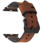EACHE Apple Watch Band 42mm Dark Brown Crazy Horse Calfskin Leather Strap For Iwatch Series 1,2,3 Black Adapter