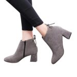 Ankle Boots Womens,Hemlock Ladies High Heels Flat Boots Shoes Zipper Lace Up Dress Boots (US:7, Grey)