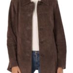 BGSD Women’s “Anna” Suede Leather Car Coat – Brown L