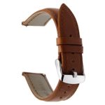 TRUMiRR 22mm Crazy Horse Genuine Leather Watch Band Quick Release Strap for Samsung Gear S3 Classic Frontier, Gear 2 Neo Live, Moto 360 2 46mm, Asus ZenWatch 1 2 Men, Pebble Time ,Light Brown