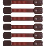 Child Safety Locks | Pairs with Dark Wood | Deluxe: Extra 3M Adhesive | Cocao Brown 6 Pack