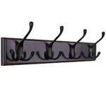 SONGMICS Wall Mounted Coat Rack Hook Rail Rack with 4 Tri-hooks for Entryway Foyer Closet Room, Dark Brown ULHR30Z
