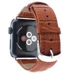 Alligator Leather Apple Watch Band 42mm Replacement i Watch Bands Men / Women of Silver Stainless Steel Buckle Clasp, [Light Brown] Crocodile Pattern Strap Series 3, 2 & 1 2016 & 2017 Sport Edition