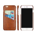 Esing Faux Leather Ultra Slim Shockproof Protective Back Cover Wallet Case with 2 Card Slots Holder for iPhone 6/6s Plus (I6+ Brown A)