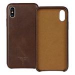 iPhone X Case iPhone 10 Case Genuine Leather Hard Back Case FRIFUN Thin Fit Snap Case Excellent Grip for Apple 5.8″ iPhone X /iPhone 10 (2017) – Dark Brown