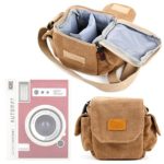 Light Brown Medium Sized Canvas Carry Bag With Multiple Pockets & Customizable Interior – Compatible with the Lomo’Instant Automat – by DURAGADGET