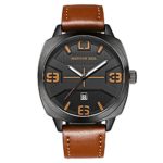 Menton Ezil Fashion Business Mens Movement Watches Waterproof Casual Analog Date Quartz Dress Wrist Watch with Brown Leather Strap