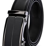 Bulliant Men Belt-Leather Ratchet Belt for Men with Sliding Buckle 1 3/8″ In Gift Box, Trim to Fit.