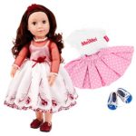 MeiMei 18 Inch Fashion Vinyl Doll Party Dolls For Girls Dark Red Dress Brown Hair Brown Eyes 2 Sets Of Clothes Pack In Toy Gift Box Birthday Christmas Gift For Children Girls Age 3+