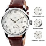 Mens Analog Quartz Wrist Watch – Classic Casual Watch with Brown Leather Band Large Face Watches for Men