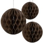 Floral Reef Set of 3 Assorted Sizes (8″, 10″, 12″) – COFFEE DARK BROWN Tissue Paper Honeycomb Ball Pom Pom Flower Hanging Home Decoration Party Wedding