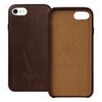 iPhone 7 Case iPhone 8 Case FRIFUN Genuine Leather Hard Back Case Thin Fit Snap Case Excellent Grip for Apple iPhone 7 / iPhone 8 4.7inch (Dark Brown)