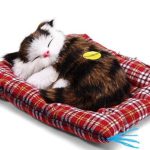A-Parts 2016 Lovely Simulation Animal Doll Plush Sleeping Cats Toy with Sound Kids Toy Dolls Decorations Stuffed Toys Color Brown