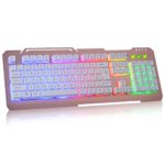 Haizhi AK70 Gold Mechanical Feel Multimedia Professional Gaming Keyboard, LED Rainbow Color USB For LOL