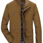 Vcansion Men’s Casual Cotton Jackets Coats Detachable Hood Yellowish Brown M