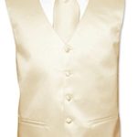 Men’s Dress Vest & NeckTie Solid Light BROWN Color Neck Tie Set for Suit or Tux