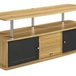 Convenience Concepts Designs2Go TV Stand with 3 Cabinets for Flat Panel TV’s Up to 50-Inch or 85-Pounds, Light Oak
