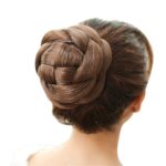 Remeehi Braided Hair Bun Extensions Synthetic Clip-on Updo Hair Pieces for Women (Light Brown Big)