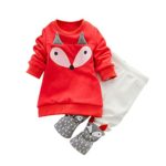 Hot Sale!!Top+Pants Outfits Set,Baby Boy Girl Fox Long Sleeve Sweatershirt Toddler Clothes (Orange, 24M)