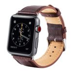 Apple Watch Series 3 Band, iBazal 42mm Genuine Leather Band Soft Microfiber Lining Vintage Replacement iWatch Band Bracelet for 42mm Apple Watch Series 3/Series 2/Series 1/Sport/Edition-Dark Brown42mm