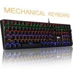 Mechanical Gaming Keyboard with Brown Switches, YaFex 104 Keys Rainbow LED Backlit Anti-Ghost Wired Gaming Keyboard with Durable ABS Black Keycaps Perfect for PC&Mac Gamers and typist