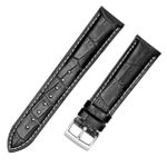 Leather Watch Strap Genuine Calfskin Leather Buckle with Spring Bar and Spring Bars Bonus