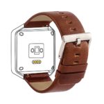 NICPAY Accessory 23mm Genuine Leather Watch Strap Bands for Fitbit Blaze Smart Fitness Watch Large, Red Brown, 6.3 – 8.1 inches