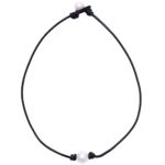 Aobei Pearl Single Cultured Freshwater Pearl Necklace Choker for Women Genuine Leather Jewelry Handmade