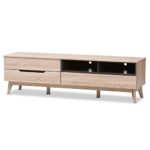 Baxton Studio Fella Wood TV Stand in Light Brown and Gray