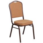 Flash Furniture HERCULES Series Crown Back Stacking Banquet Chair in Light Brown Fabric – Copper Vein Frame