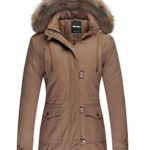 wantdo Women’s Cotton Padded Parka Coat With Removable Fur Hood (Khaki, US L)