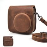 HelloHelio Classic Vintage PU Leather Compact Case with Strap for Fujifilm Instax Mini 9 / 8 / 8+ Instant Film Camera – Brown