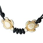 Double Light Brown Sea Turtle Bead Necklace Handmade Hawaiian Style Beach Jewelry Boy Men