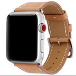 Apple Watch Band, 42mm Genuine Leather iwatch Strap Replacement Band with Stainless Metal Clasp for Apple Watch Series 3 Series 2 Series 1 Sport and Edition, (Genuine Leather Band Brown)