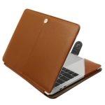 Mosiso MacBook Pro 13 PU Leather Case 2017 / 2016 Release A1706 / A1708, Book Folio Stand Cover with Clear Straps at Top Corners for Newest MacBook Pro 13 Inch with/without Touch Bar, Light Brown
