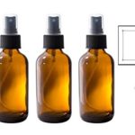 4 oz Amber Glass Boston Round Fine Mist Spray Bottle (4 pack) + Funnel and Labels for essential oils, aromatherapy, food grade, bpa free