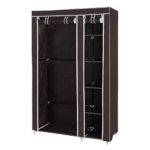 SONGMICS Clothes Closet Portable Wardrobe Storage Organizer with Shelves Dark Brown 43″ ULSF007K