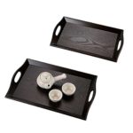 HS Living Square Dark Brown Wooden Serving Tray Set of 2, Large(16×11 inches) + Middle(15×8.5 inches)